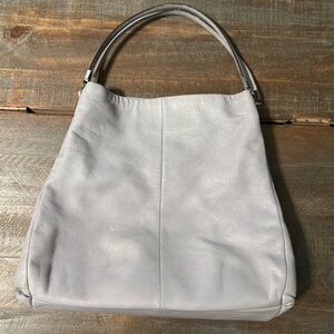 Coach Madison Phoebe Shoulder Bag Pebbled Leather Grey w/ Chartreuse lining